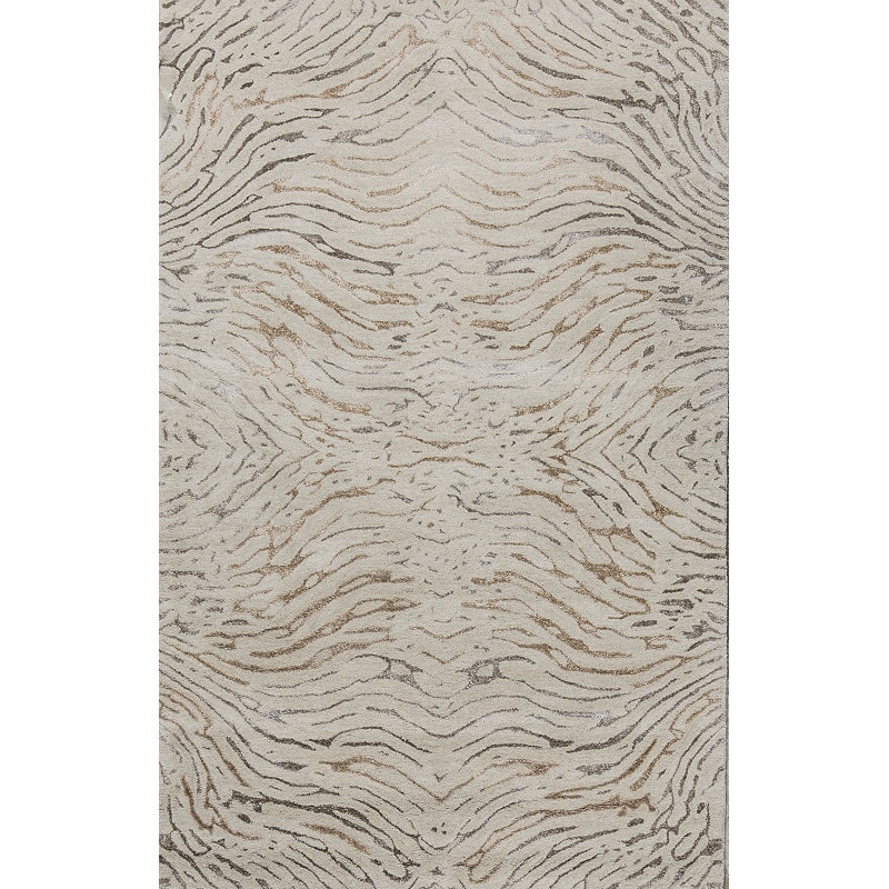 Hand-Knotted High-Quality Beige and Gold Area Rug