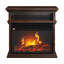 Red Barrel Studio Electric Fireplace - 3-Sided Heater with Mantel and Shelf, Remote Control, LED Flames, Faux Logs, and Adjustable Settings
