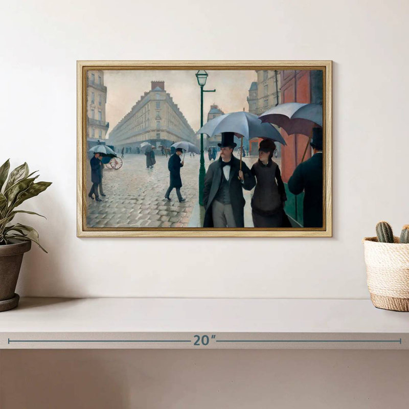 Paris, Paris, jour de pluie 1877, 13 po x 9 po, Cadre flottant en bois naturel