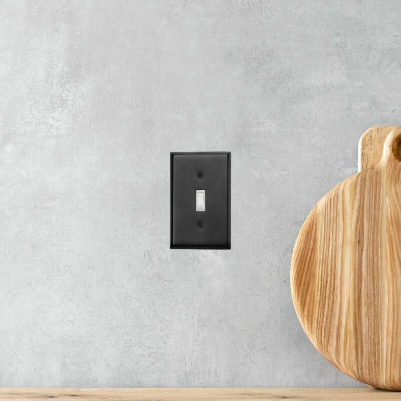 Black Iron Single Toggle Switch Plate with Beveled Edges