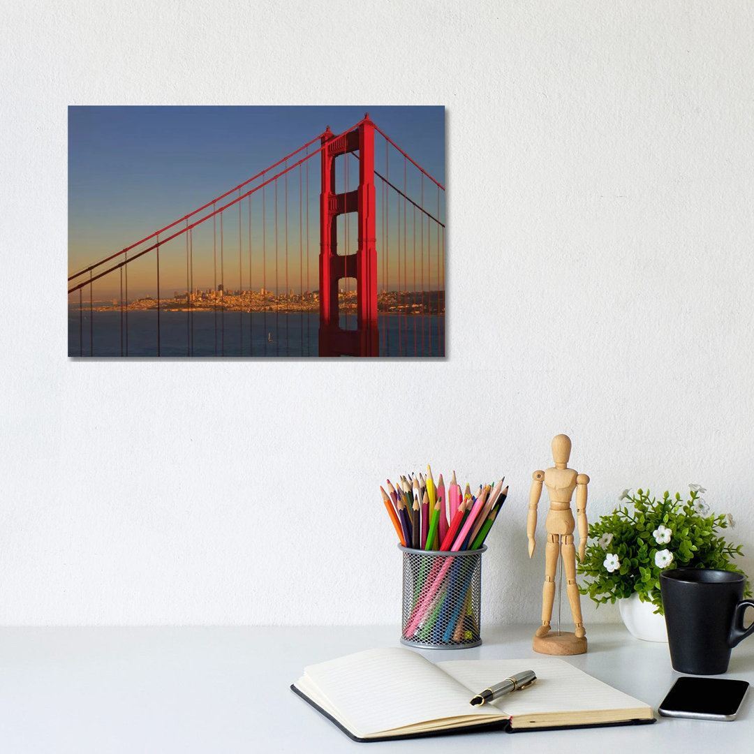 Golden Gate Bridge At Sunset by Melanie Viola - Wrapped Canvas Print