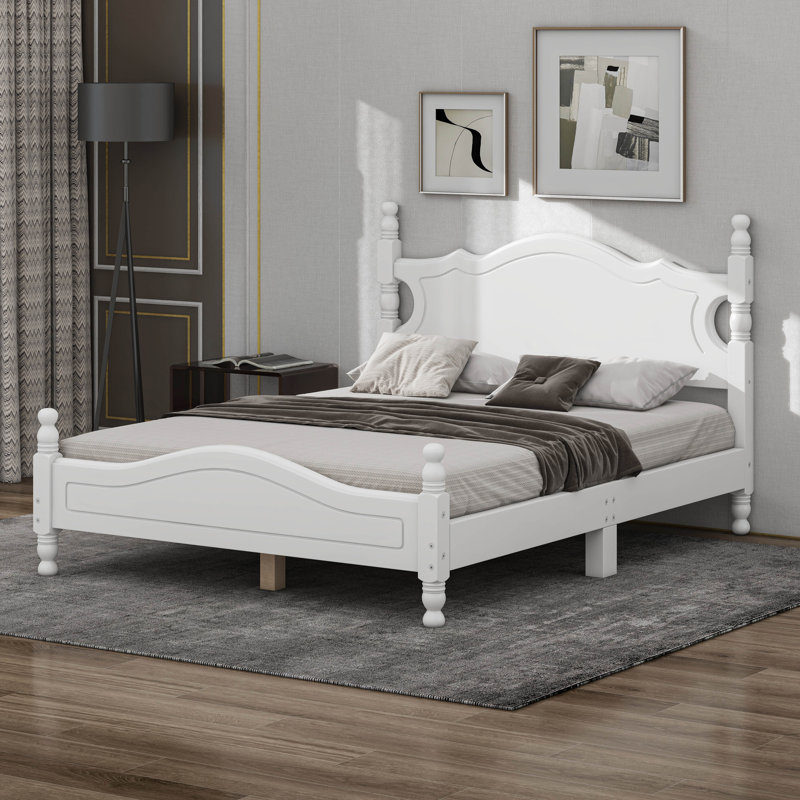 Lit plateforme de style rétro, White, Full