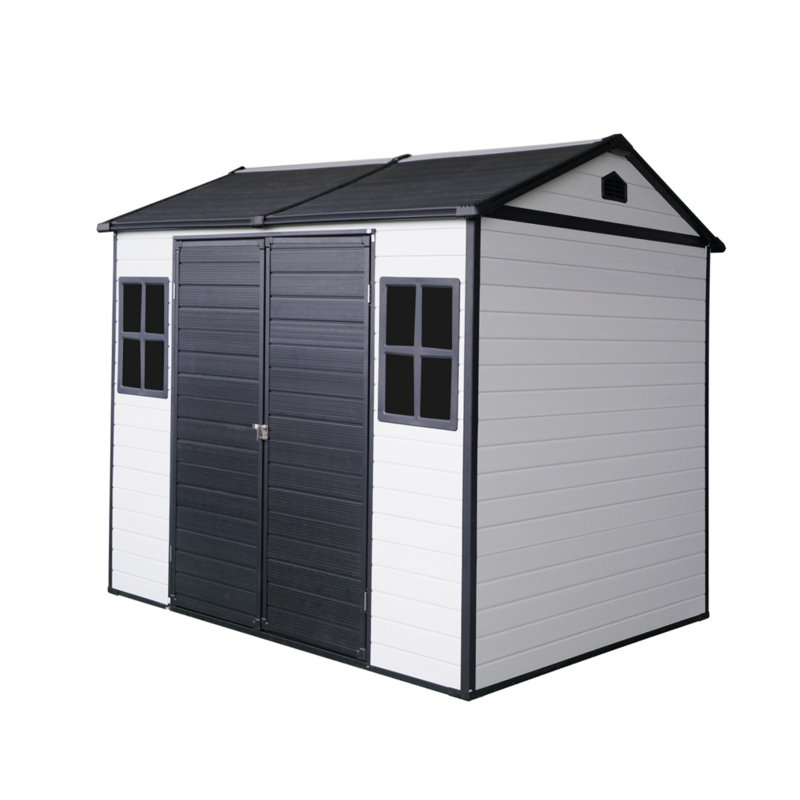 8 X 6-Foot Resin Outdoor Storage Shed Waterproof Shed With Floor, Two Windows And Lockable Door, 85" H  x 96" W x 75" D