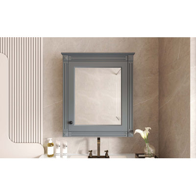Armoire de rangement de salle de bain murale avec miroir, armoire à pharmacie avec tablette à hauteur réglable, armoire de rangement au-dessus de la toilette