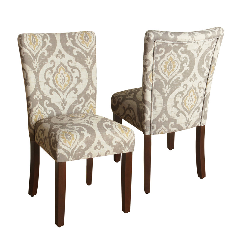 Neena Upholstered Parsons Dining Chairs, Taupe-Tan/Cocoa