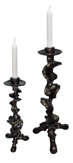 Klemm Resin Candlestick, Antiqued Bronze, 16.25" H x 6.75" W x 6.75" D