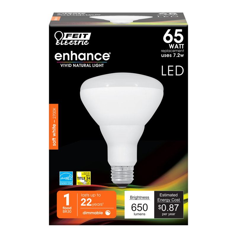 65 Watt Equivalent, BR30 LED, Dimmable Light Bulb, Warm White (2700K) E26/Medium (Standard) Base, 2700K