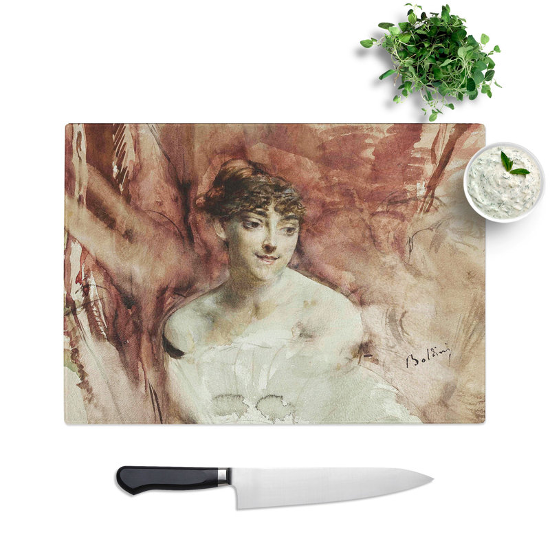 Woman with a Fan by Giovanni Boldini Chopping Board, 0.4cm H x 28.5cm W x 39cm L