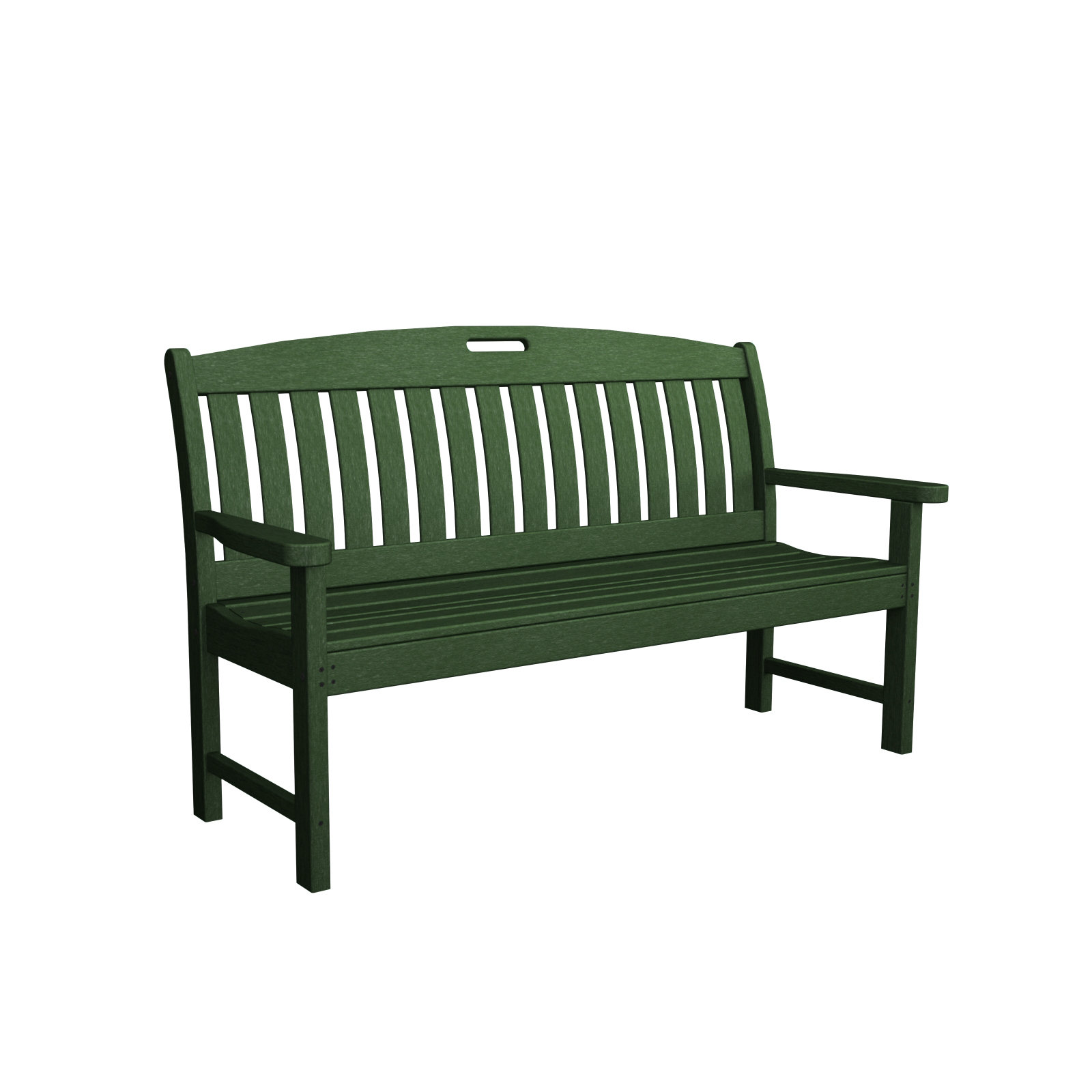 POLYWOOD Nautical Bench, Hunter Green, 37.5" H x 63.75" W x 25" D