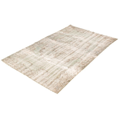 Tapis décoratif en laine gris clair en laine de conception unique 5 pi 6 po x 9 pi 11 po noué à la main 1980s