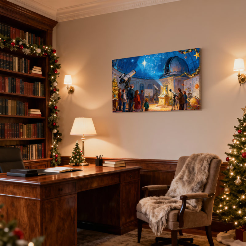 «Christmas Starry Night», ensemble de 3 reproductions d'art sur toile, H 20 po x l 30 po