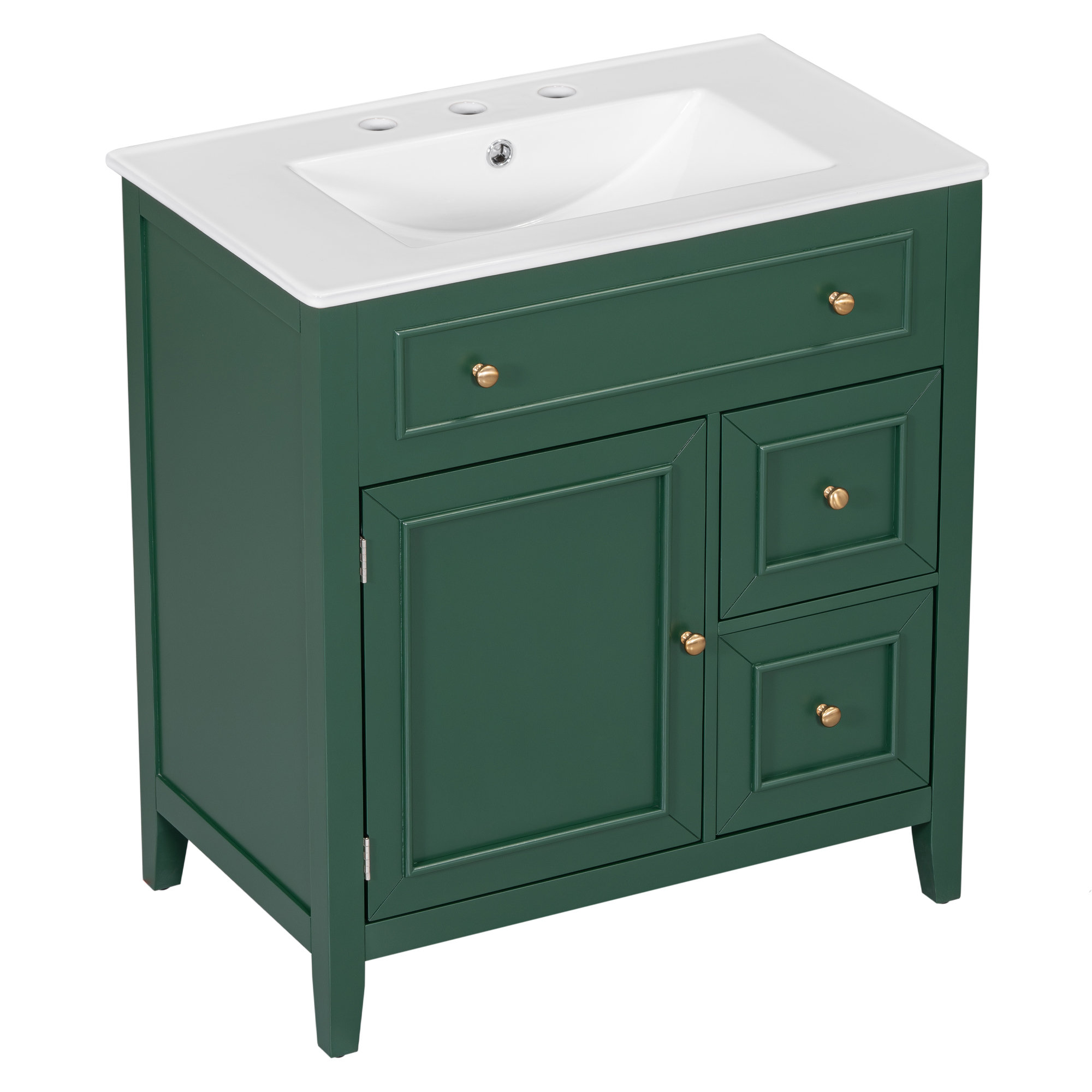 Logmey 30" x 18" Bathroom Vanity Solid Wood Frame Vanity Cabinet with ...