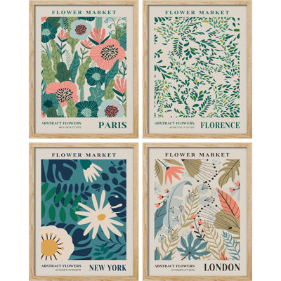 "Flower Market Botanical Collection", impression sur papier 4 pièces