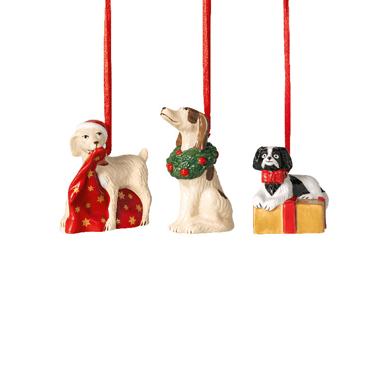 Villeroy & Boch - Nostalgic Ornaments, Dogs, Set of 3, Premium Porcelain