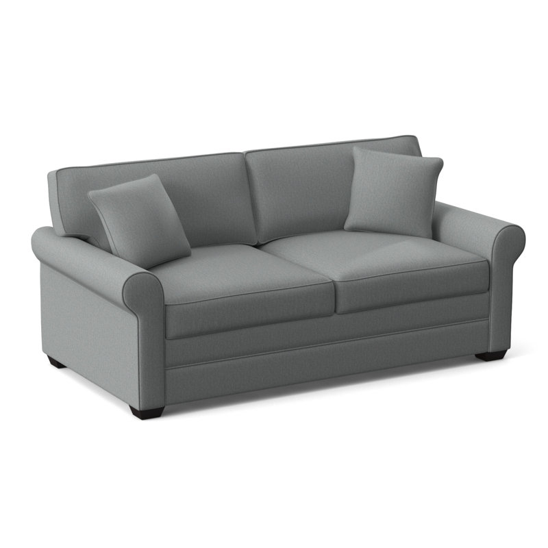 Bedford Upholstered 79'' Sofa, Java Finish, Light Blue Performance Fabric; 0851-55