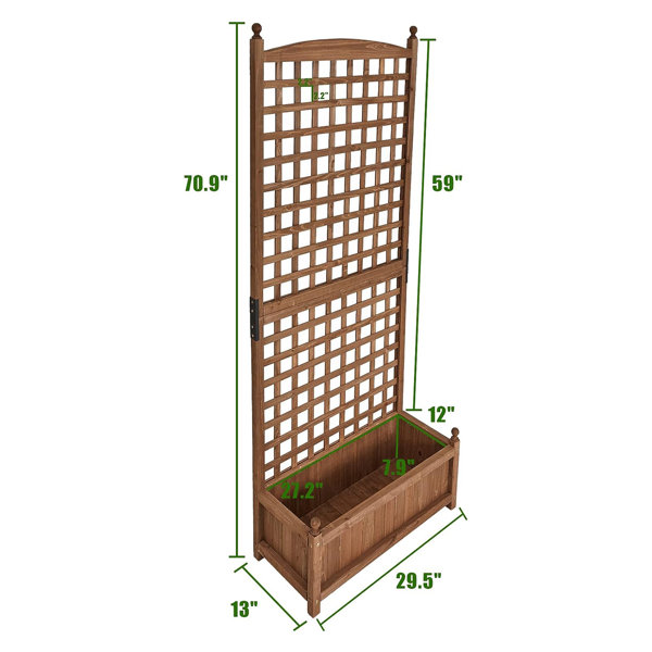 Canora Grey Carmilla 71in Wooden Raised Planter with Trellis & Reviews ...