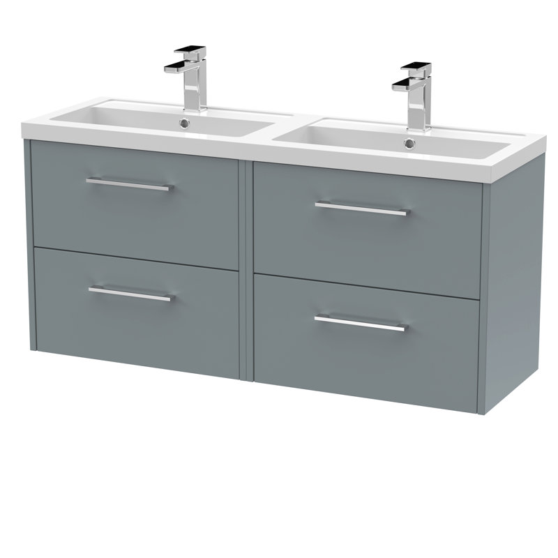 Juno 1200mm Double Bathroom Vanity with Integrated Polymarble Basin, Coastal Grey