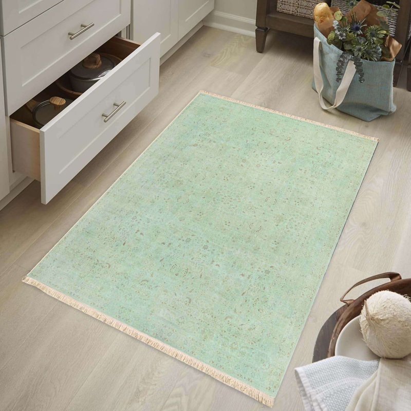 Tapis patiné délavé à la menthe