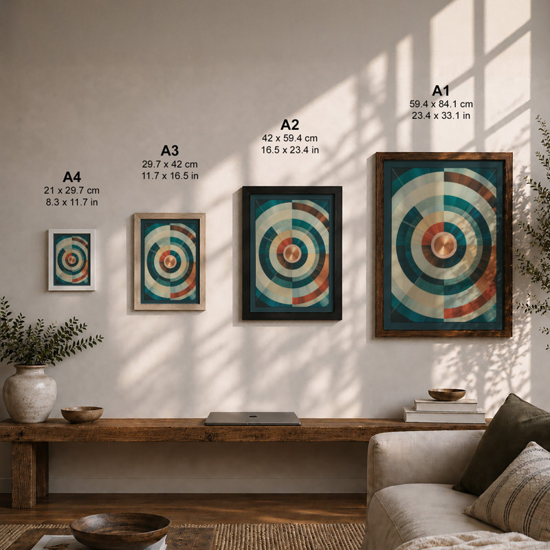 Concentric Rhythm Geometric - Print, Black, A4 - 29.7 x 21.0 cm