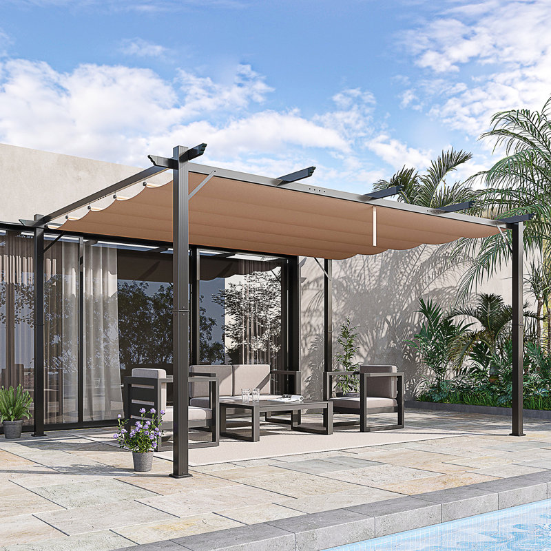 Pergola de patio en aluminium avec auvent rétractable Outsunny 10 pi x 13 pi