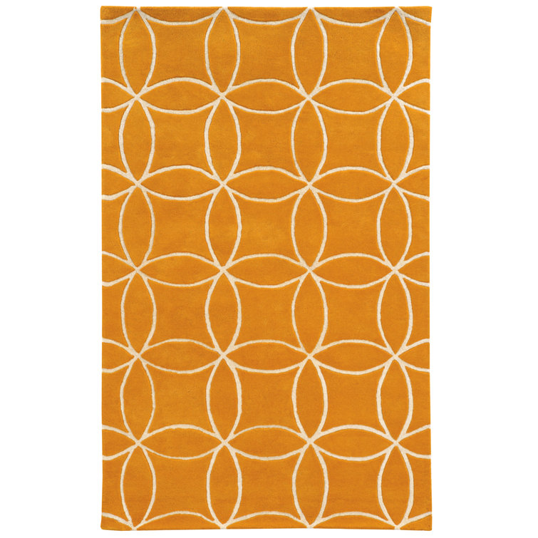 Optic Geometric Handmade Tufted Wool Yellow Area Rug