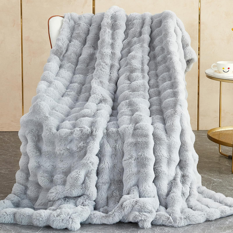Ashritha Throw Blanket, Light Grey, 200cm x 130cm