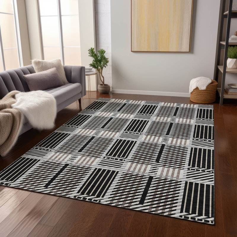 Tapis intérieur / extérieur noir Lunara , 8' x 10'