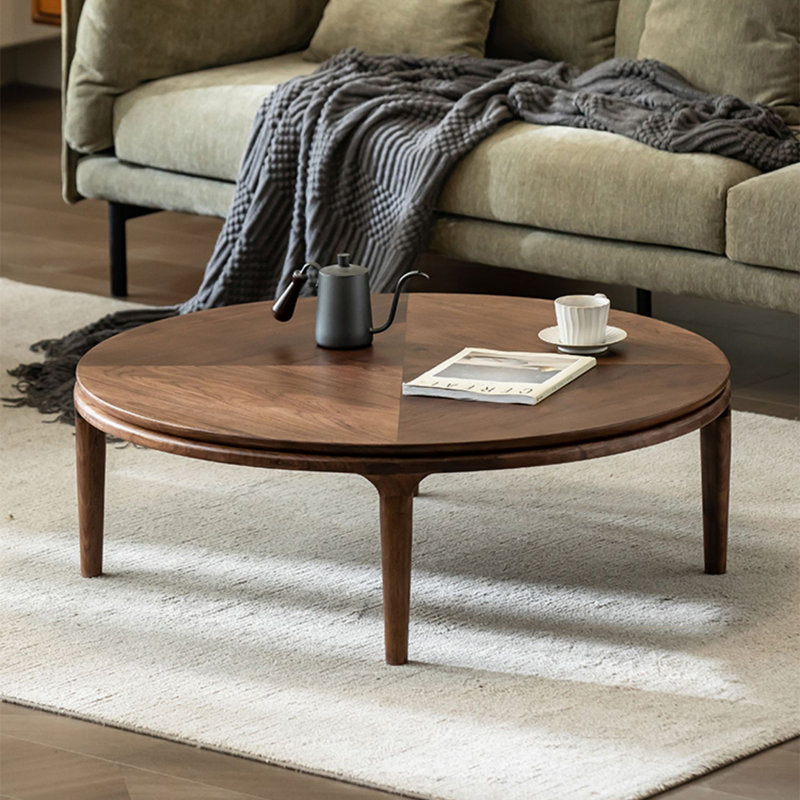 Table de bout en bois de noyer noir, H 13,8 po x L 35,4 po x l 35,4 po