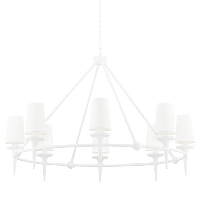 Torch 8 Light Chandelier, White Plaster