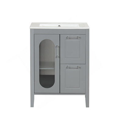 24 Inch Bathroom Vanity With Sink, Two Drawers, And Adjustable Shelf For Efficient Storage And Stylish Design