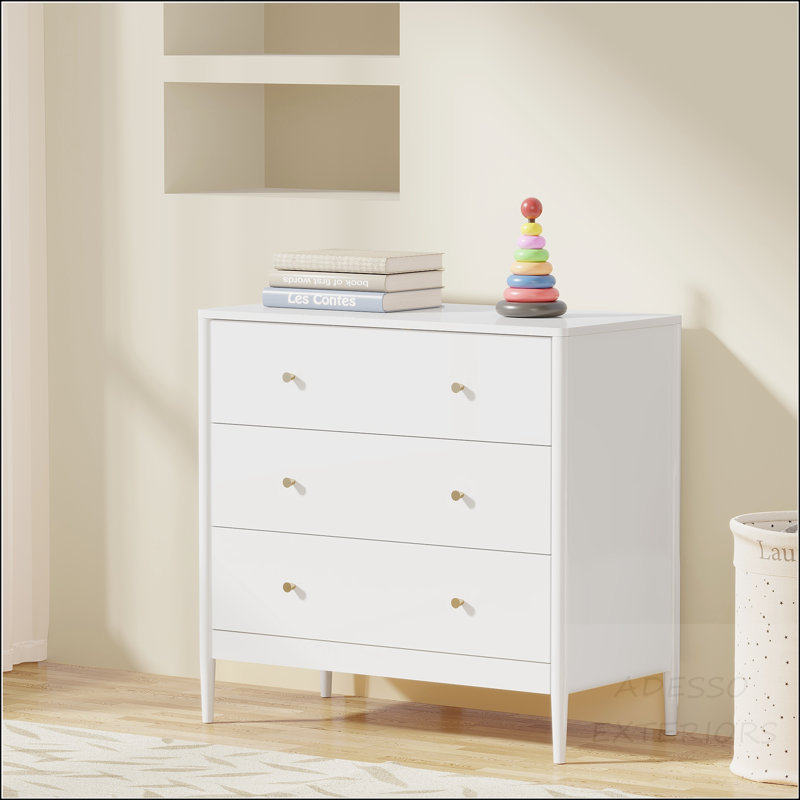 Commode 3 tiroirs - Rangement compact en panneau de fibres à densité moyenne