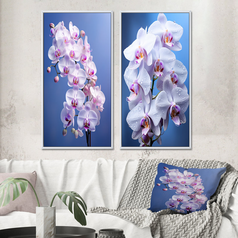 «Purple Orchids Elegance», 2 pièces, Cadre blanc, H 24 po x l 20 po