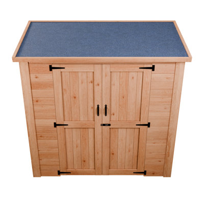 Cedar Wooden Heavy Duty Lean-To Storage Shed With Double Doors