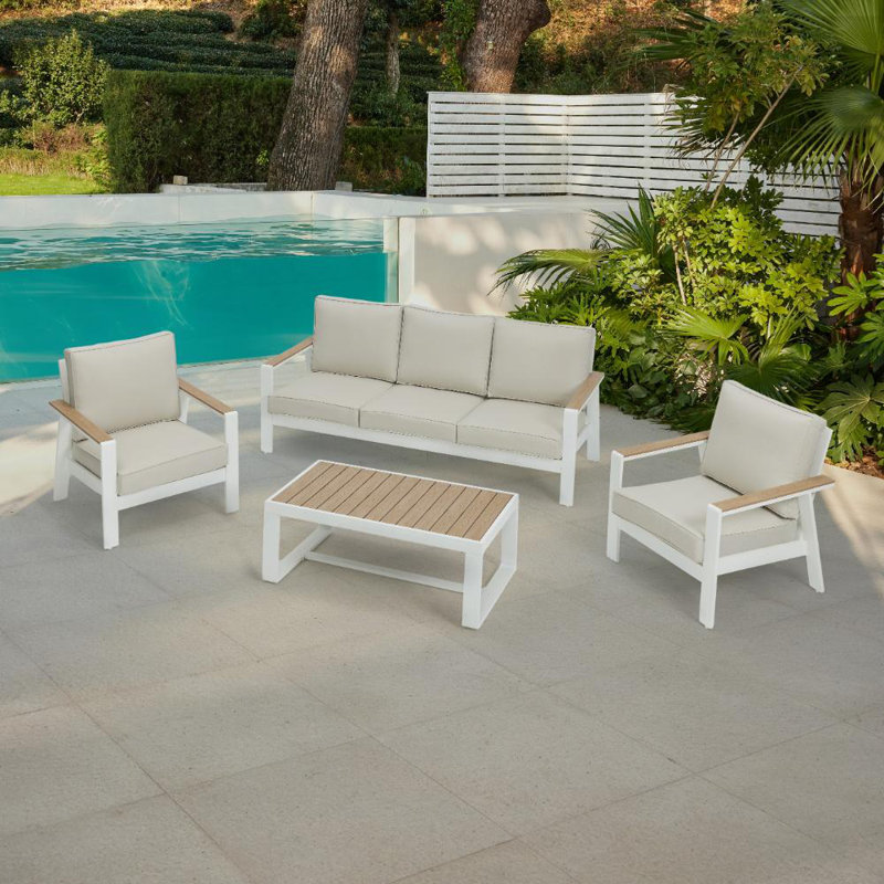 Catarena Aluminium Garden Set, Ivory/White