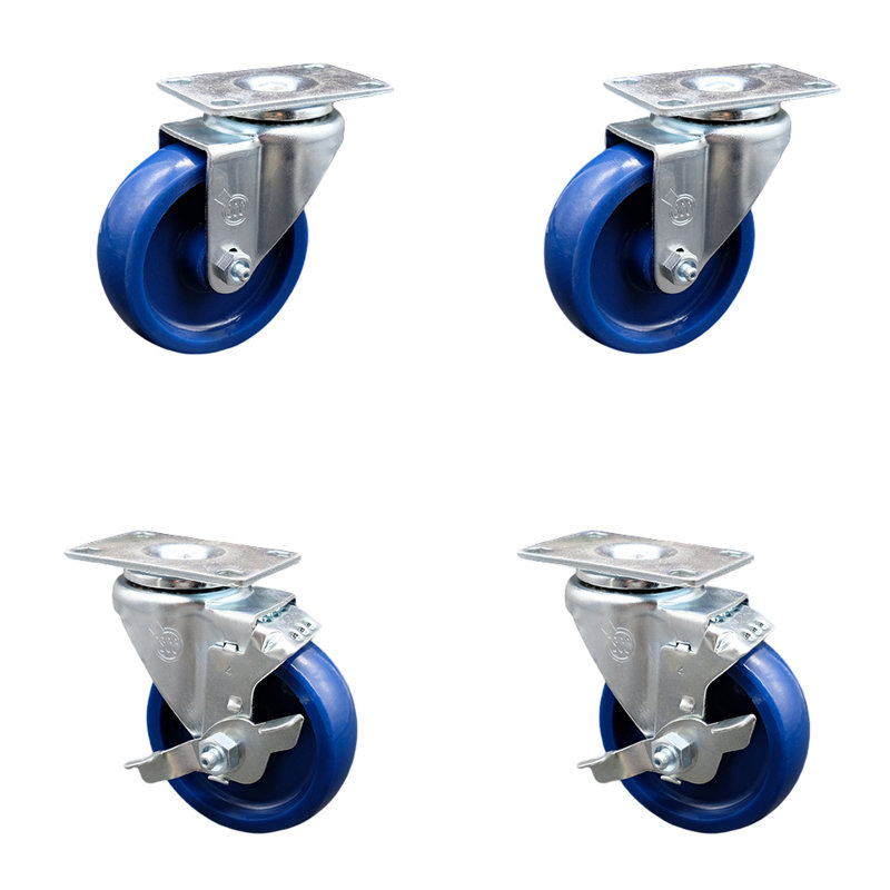 4 Piece Solid Polyurethane Caster Set