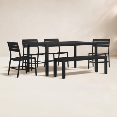 Armando 6-Person 6-Piece Aluminum Patio Dining Set with Bench