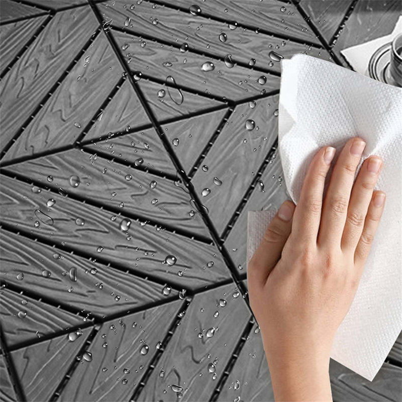 Plastic Composite Deck Tiles Set of 35pcs, Dark Grey