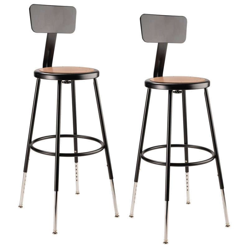 Tabouret en acier robuste avec dossier, Noir, 39"