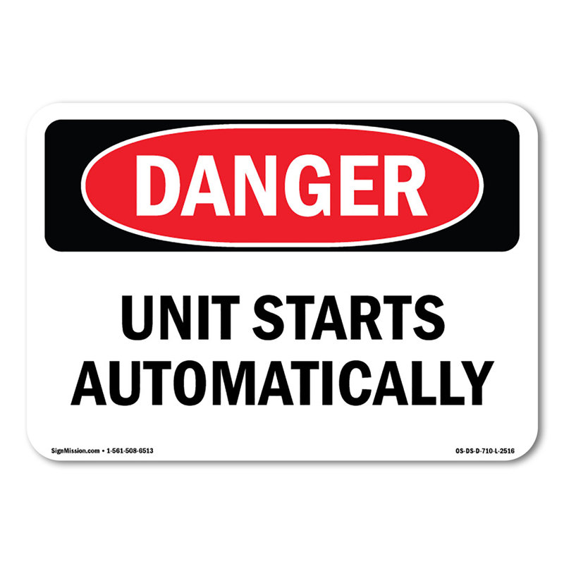 Unit Starts Automatically Decal 10" X 7"
