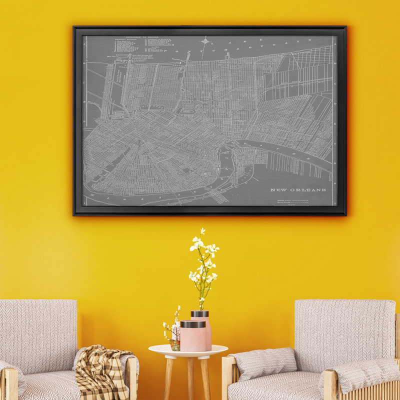 Carte du Grand - reproduction d'art sur toile, H 26,5 po x l 36,5 po x P 1,5 po, Noir