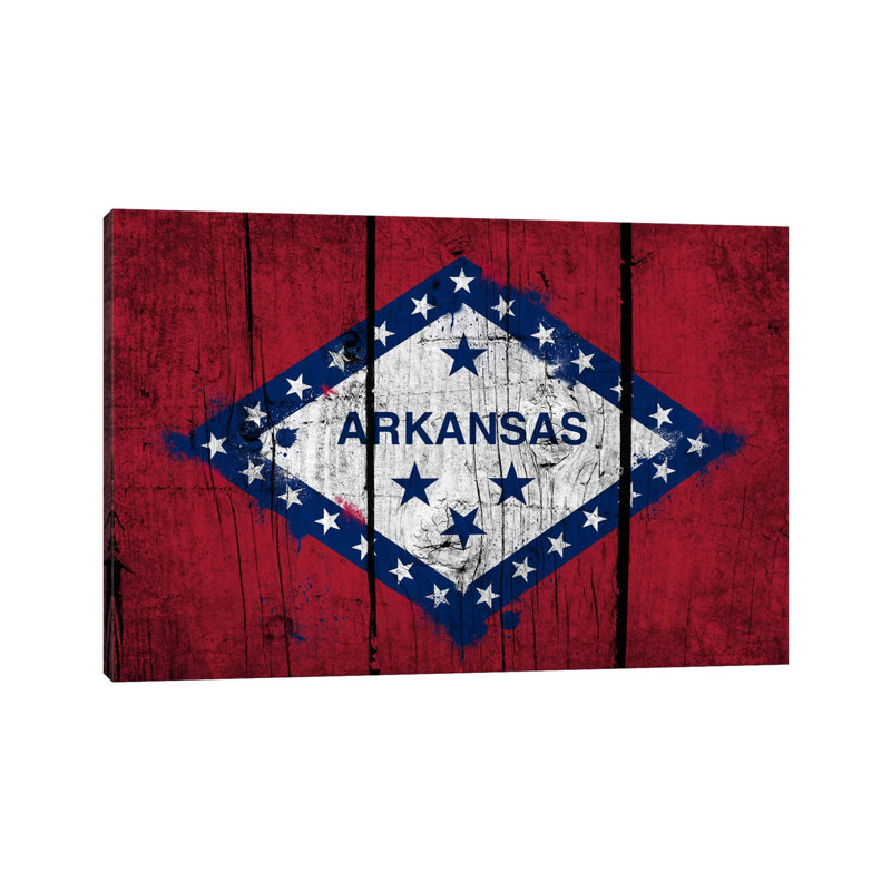 Arkansas FlagGrunge Wood Boards Painted by Borough Wharf - Wrapped Canvas Gallery-Wrapped Canvas Giclée