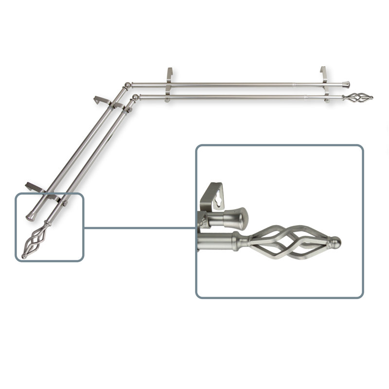 Tringle à rideaux double Andresen, L 66 po x l 120 po, Nickel satiné