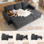 96 Inch Linen L Shaped Sleeper Sofa Bed, Storage & Thick Armrest, Tufted Oversized Couch-460737921