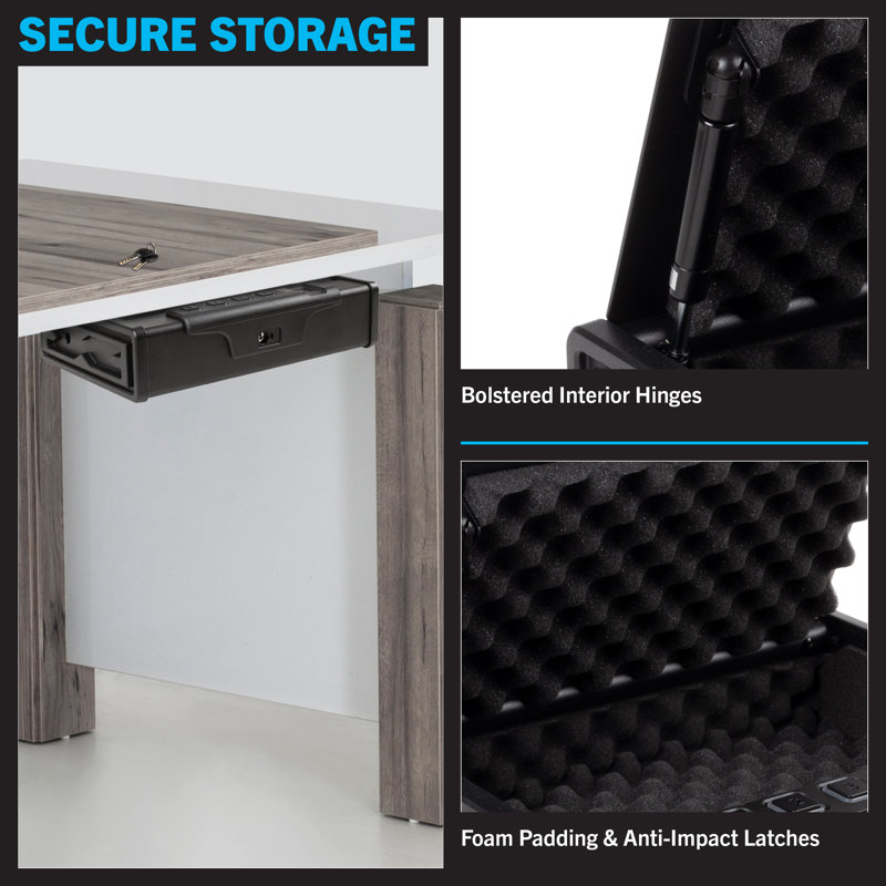 Stalwart Stalwart Desk 2-Gun Safe with Fingerprint Access - Heavy-Gauge Steel Lock Box Holds 2 Handguns