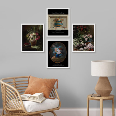 Décoration de salle de bain classique bouquet de fleurs variété nature sauvage Renaissance illustrations
