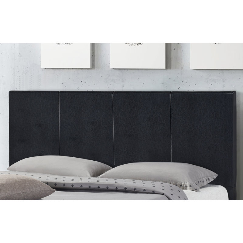 Lit partiellement rembourré avec matelas, Simple, Noir