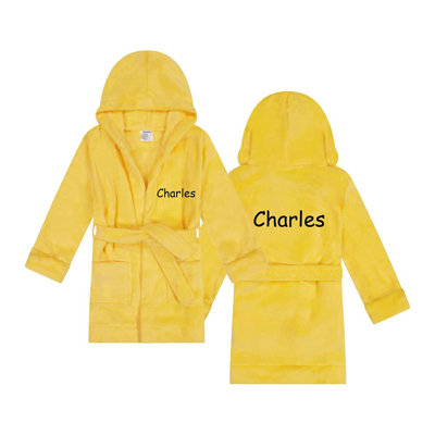 Broomall Fleece Kid Above Knee Bathrobe with Pockets and Hood