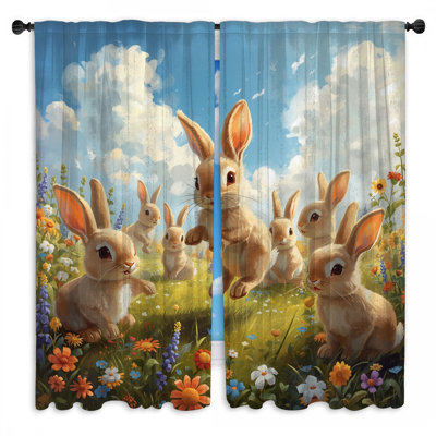Bunnies In Flower Meadow