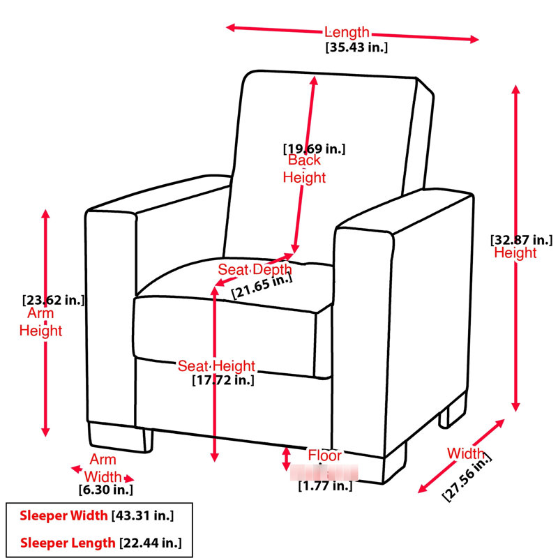 Armchair With Storage, Grey. Convert To Sleeper Easily. Quality From Turkey. Fits Small Spaces. Chenille Upholstered. 300 Lbs Capacity. Comfy Seat. Spot Clean. 28.17 In W. 32.56 H. 35.68 D. 97.05 Lb.