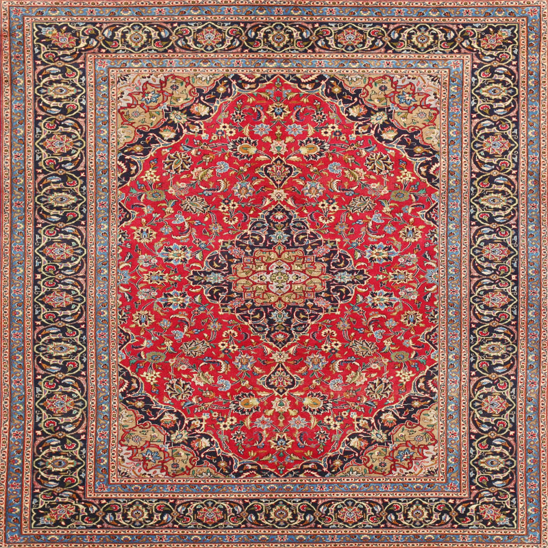 Tapis traditionnel rouge / brun, Rond 3 pi